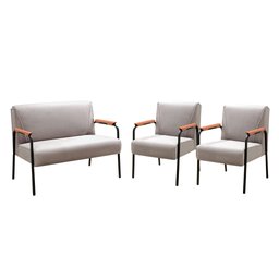 Conjunto com 2 Poltronas e Namoradeira Decorativa Jade Sala de Estar - 2