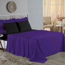 Ver imagem 1 de Jogo de Cama Casal Viúva Nobre 4 Peças Malha 100% Algodão - Roxo / Preto