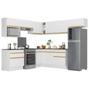Ver imagem 2 de Cozinha Completa Compacta Armário Canto FL2106 Veneza Multi Branco/Dourado