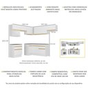 Ver imagem 3 de Cozinha Completa Compacta Armário Canto FL2106 Veneza Multi Branco/Dourado