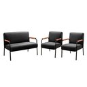 Ver imagem 2 de Conjunto com 2 Poltronas e Namoradeira Decorativa Jade Sala de Estar Preto