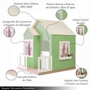Ver imagem 3 de Casinha de Brinquedo Artesanal Janela Lateral Versátil com Cortinas Mdf Verde/branco L12 - Criança F