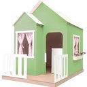 Ver imagem 7 de Casinha de Brinquedo Artesanal Janela Lateral Versátil com Cortinas Mdf Verde/branco L12 - Criança F