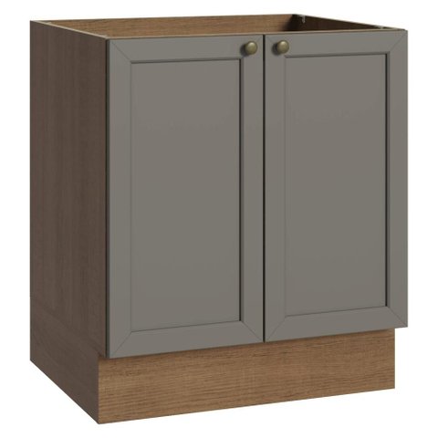 Balcão de Cozinha 70 cm 2 Portas (sem Tampo) Rustic/Cinza Vik Madesa
