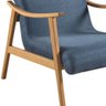 Poltrona Tokyo com Braço Madeira Tecido Linho Azul - 3