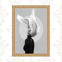 Ver imagem 1 de Quadro Moldura Dourada Mulher com Asas 45x34cm:com Acetato