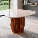 Ver imagem 1 de Mesa de Jantar 6 Lugares Orgânica Tampo com Vidro 136cm Merisi D05 Freijó Off White - Lyam Decor