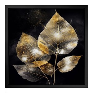 Quadro 50cm X 50cm Folhas Douradas Iii Tropical Artes