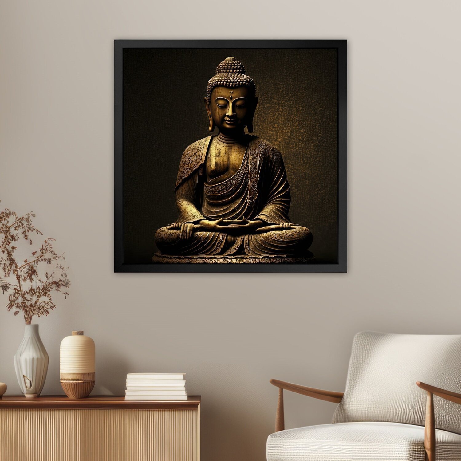 Quadro 50cm X 50cm Buda Dourado Tropical Artes - 2