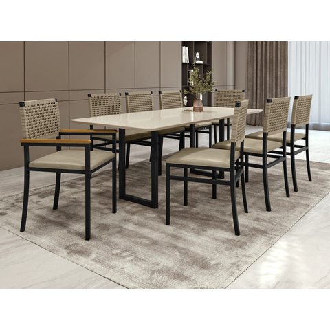 Conjunto para Área Gourmet com Vidro 6 Cadeiras 2,0x0,90m - Itália - Paonanda Decor
