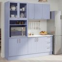 Ver imagem 1 de Cozinha Planejada 4 Peças com Tampo com Cristaleira Marselha CabeCasa MadeiraOriginals Azul/Sereno