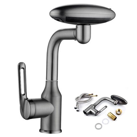 Torneira Monocomando Banheiro Cozinha Rotaçao 360 Graus Quatro Jatos Cascata Bolha Agua Fria Quente 