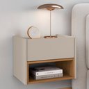 Ver imagem 2 de Mesa de Cabeceira Suspensa Florença 1 Gaveta Off White/cedro - Casa D