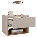 Ver imagem 3 de Mesa de Cabeceira Suspensa Florença 1 Gaveta Off White/cedro - Casa D
