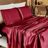 Jogo Cama Lençol Monza Casal Cetim Charmousse Brilhante 4 Peças - Vinho - 1