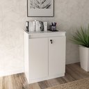 Ver imagem 1 de Balcão para Escritório 60cm com 1 Prateleira 2 Portas e Chave Branco