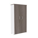 Ver imagem 1 de Armário Alto PE25 Pandin 80 cm (largura) em MDP Cor Walnut e Branco com Duas portas