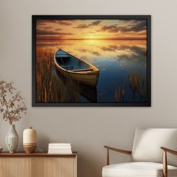 Quadro 60cm X 80cm Paisagem Barco e Lagoa Tropical Artes - 2