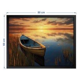 Quadro 60cm X 80cm Paisagem Barco e Lagoa Tropical Artes - 3