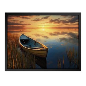 Quadro 60cm X 80cm Paisagem Barco e Lagoa Tropical Artes