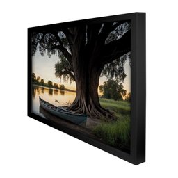 Quadro 60cm X 80cm Paisagem Barco e Árvore Tropical Artes - 6