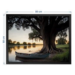 Quadro 60cm X 80cm Paisagem Barco e Árvore Tropical Artes - 3