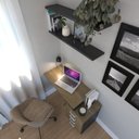 Ver imagem 4 de Escrivaninha Mesa Escritório e Home Office com 4 Gavetas 112cm MDF Preto e Carvalho Mel