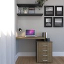 Ver imagem 3 de Escrivaninha Mesa Escritório e Home Office com 4 Gavetas 112cm MDF Preto e Carvalho Mel