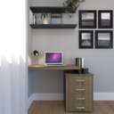 Ver imagem 3 de Escrivaninha Mesa Escritório e Home Office com 4 Gavetas 112cm MDF Preto E Carvalho Mel