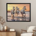Ver imagem 2 de Quadro 60cm X 80cm Quatro Cavalos Brancos Tropical Artes