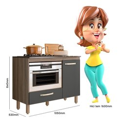 Balcão para Cooktop 1 Porta 1 Gaveta Fit - 4