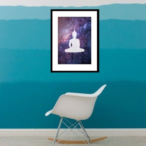 Quadro Buda Galáxia - 60x48cm:madeira Preta