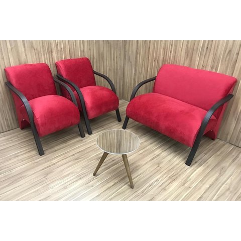 Conjunto Poltronas Braço Madeira Vermelho 608 México