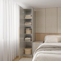 Guarda-roupa Modular 40cm 1 Porta com Prateleiras Jade Cabecasa Madeiramadeira - 3