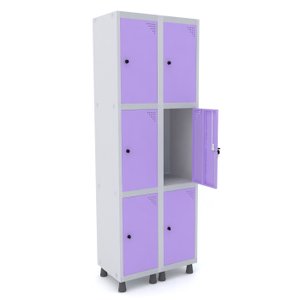 ROUPEIRO DE AÇO 2M 06 PORTAS PITÃO PANDIN - CINZA/LILÁS GRP 502/6 DI