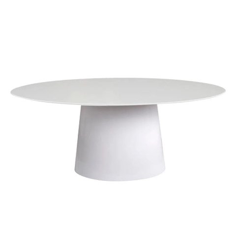 Mesa de Jantar Cone Oval 235x137cm Laqueada Branco