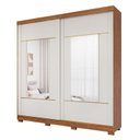 Ver imagem 2 de Guarda-Roupa Casal 230cm 2 Portas de Correr com Pés e 4 Espelhos MDF Talin Marrom/Cinamomo/Off White