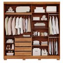 Ver imagem 3 de Guarda-Roupa Casal 230cm 2 Portas de Correr com Pés e 4 Espelhos MDF Talin Marrom/Cinamomo/Off White