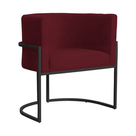 Poltrona Decorativa Luana Base Preta Suede Cores - DS Estofados Poltrona Luana Bordô
