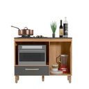 Ver imagem 2 de Balcão para Cooktop 1 Porta 1 Gaveta Fit Cinza/Freijó/Chumbo