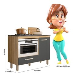 Balcão para Cooktop 1 Porta 1 Gaveta Fit - 4