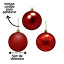 Ver imagem 3 de Kit 60 Bolas de Natal Mista Fosca, Lisa e Glitter Vermelha 5cm - Master Christmas