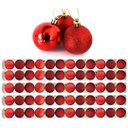 Ver imagem 1 de Kit 60 Bolas de Natal Mista Fosca, Lisa e Glitter Vermelha 5cm - Master Christmas