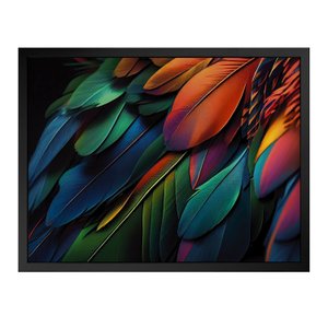 Quadro 60cm X 80cm Animal Penas Coloridas Arara Tropical Artes