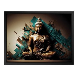 Quadro 60cm X 80cm Buda Fundo Abstrato Tropical Artes