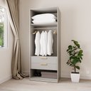 Ver imagem 1 de Guarda-Roupa Planejado 80cm sem Portas com Gaveteiro Jade CabeCasa MadeiraOriginals Cinza/Urbano