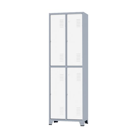 Armário Roupeiro de Aço para Vestiário 4 Portas Locker Branco com Chave