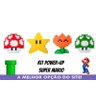 Kit 4 Power Up Super Mario Presente Gamers Flor Cogumelo - 2