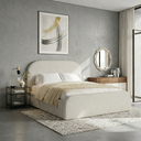 Ver imagem 1 de Cama Queen Design Curvas Estrutura Madeira Revestida Linho Alto Padrão Reforçada Cabeceira Estofada: