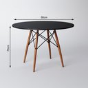 Ver imagem 2 de Mesa De Jantar 80Cm Tampo Redondo Preto Base De Madeira Cor: Preto
